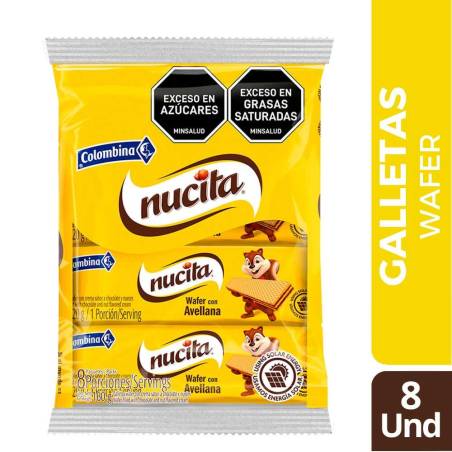 GALLETAS WAFER NUCITA X 8 UND CJ X 24 UND