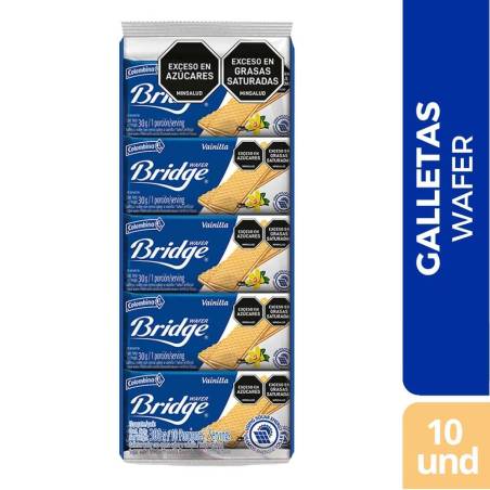 GALLETAS WAFER BRIDGE INDIVIDUAL VAINILLA X 300 GR X 10 UND CJ X 24 UND