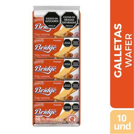 GALLETAS WAFER BRIDGE INDIVIDUAL AREQUIPE X 300 GR X 10 UND CJ X 24 UND