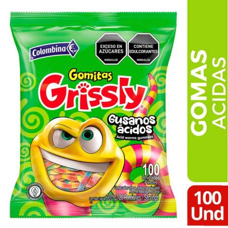 GOMAS GRISSLY GUSANOS X 100 UND CJ X 16 UND