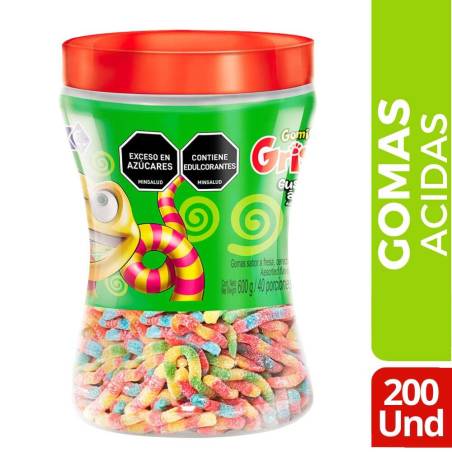 GOMAS GRISSLY GUSANOS TARRO X 200 UND CJ X 8 UND