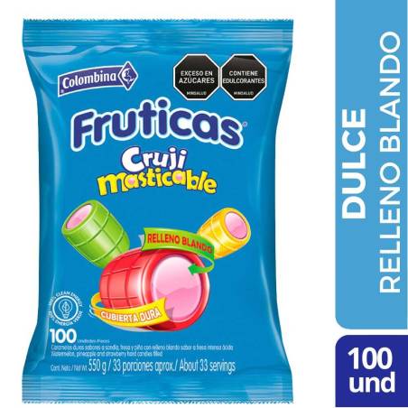 DULCES FRUTICAS CRUJI MASTICABLES X 100 UND CJ X 16 UND