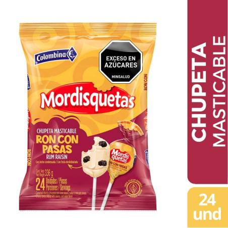 CHUPETAS MORDISQUETAS RON CON PASAS X 24 UND CJ X 16 UND