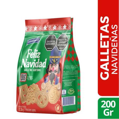 GALLETAS NAVIDEÑAS COLOMBINA BOLSA X 200 GR CJ X 12 UND