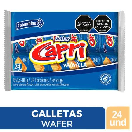 GALLETAS WAFER CAPRI VAINILLA X 24 UND
