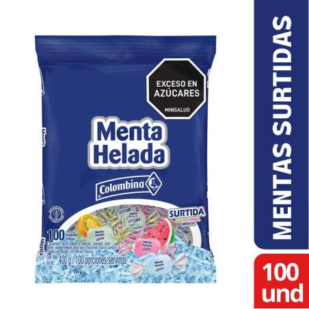 MENTA HELADA SURTIDA COLOMBINA X 100 UND CJ X 18 UND