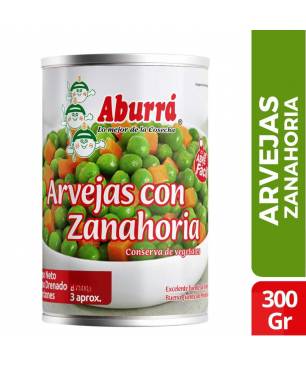 ARVEJAS CON ZANAHORIAS ABURRA LATA X 300 GR CJ X UND