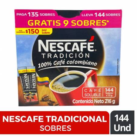 CAFE NESCAFE X 144 UD X 1.5 GR CJ X 4 UND
