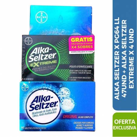 PREPACK ALKA SELTZER PG60 LL74 GRATIS ALKA SELTZER XTREME X 4 UND CJ X UND
