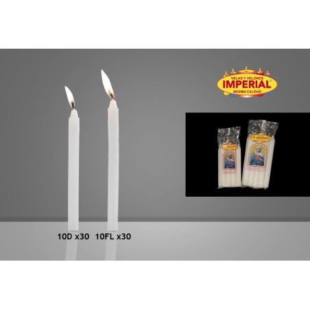 VELAS n 10 FL BLANCAS IMPERIAL X 10 UND CJ X 30 UND