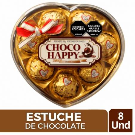 ESTUCHE CORAZON CHOCO HAPPY X 8 UND CJ X UND