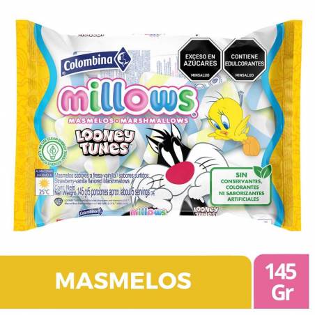 MASMELOS MILLOWS LOONEY TUNES X 145 GR CJ X 12 UND