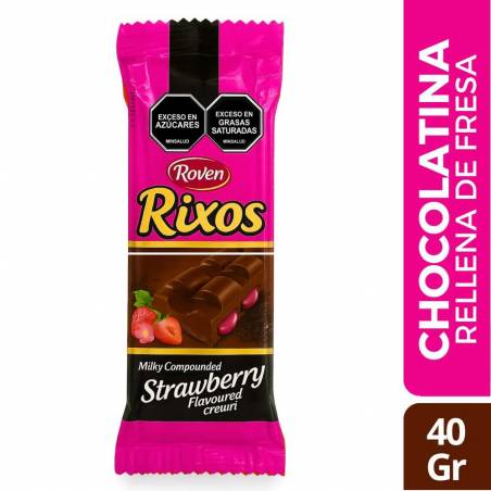 CHOCOLATINA RIXOS FRESAS X 40 GR CJ X UND