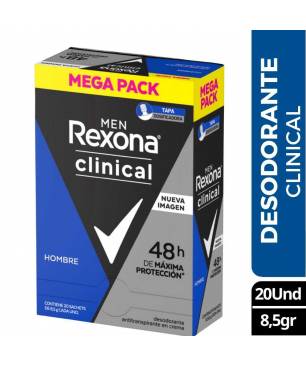DESODORANTE REXONA CLINICAL HOMBRE MEGA PACK X 20 UND X 8.5 GR CJ X 24 UND