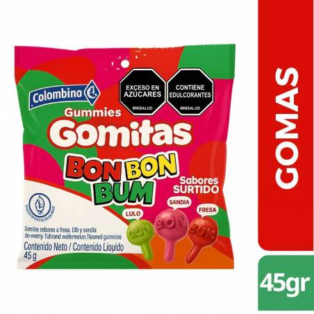 GOMAS BON BON BUM SURTIDAS X 45 GR CJ X 24 UND
