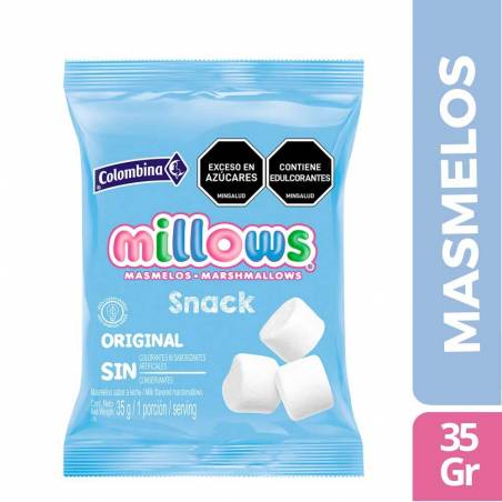 MASMELOS MILLOWS SNACK BLANCOS X 35 GR CJ X UND