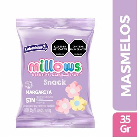 MASMELOS MILLOWS SNACK MARGARITA X 35 GR CJ X UND