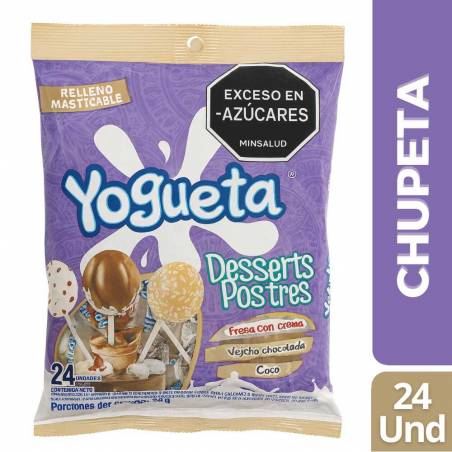 CHUPETA YOGUETA DESSERT POSTRES X 24 UND CJ X 16 UND