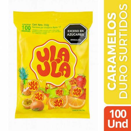 CARAMELO DURO ULA ULA SURTIDO X 100 UND CJ X 18 UND